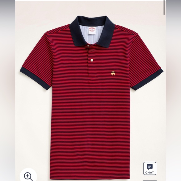 NEW BROOKS BROTHER GOLDEN FLEECE ORIGINAL FIT FEEDER STRIP POLO SIZE: L - Picture 1 of 5